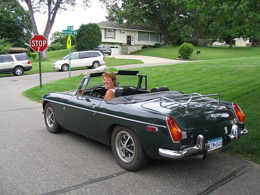 Diane and her MGB in June of 2005